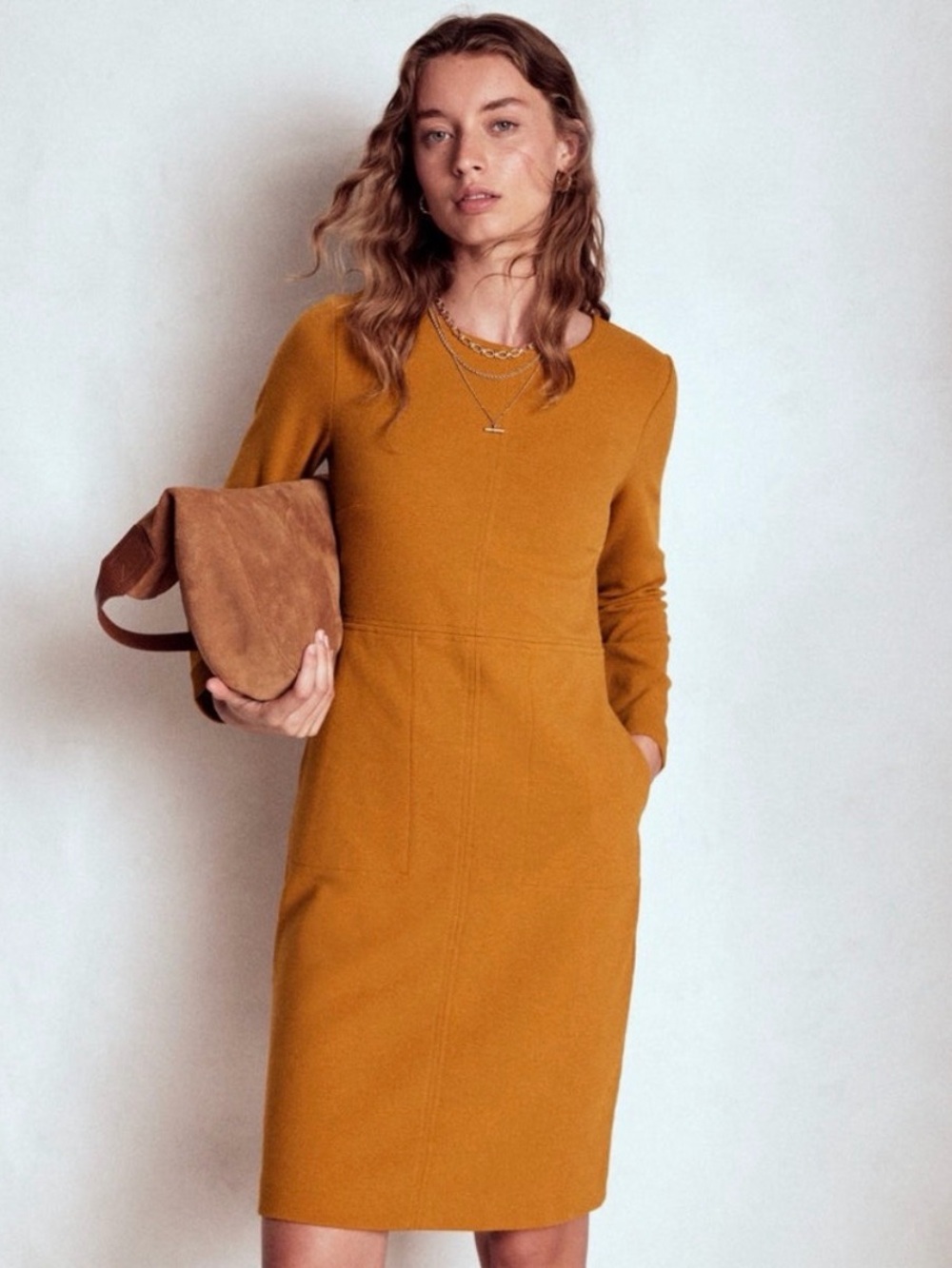 Boden Cornelia Ottoman Long-Sleeve Shift Dress Size 14